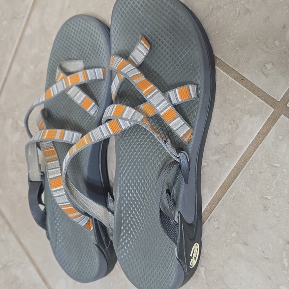 EUC orange, gray, and white Chaco's - Picture 2 of 4